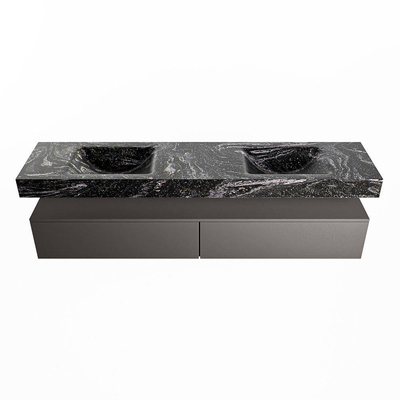 MONDIAZ ALAN - DLUX Badkamermeubelset - 200cm - onderkast - Dark grey - 2 lades - vrijhangende wastafel - 2 wasbakken - 2 kraangaten - Lava