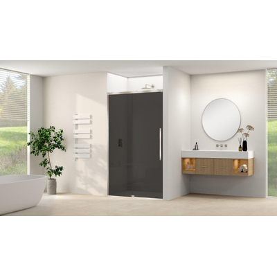 Van Rijn Products ST09 Schuifdeur vast deel - 157.5x200cm - grijs rookglas - soft-close - incl. RVS Geborsteld