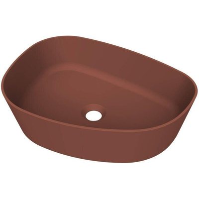 Arcqua Rocker waskom - opbouw - organisch links - 50x37cm - mat terracotta