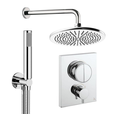Crosswater MPRO Ensemble de douche de tête encastré - 2 leviers - pomme de douche 30 cm - douchette à main - bras mural - chrome