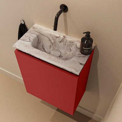 MONDIAZ TURE-DLUX Meuble de WC 40 cm Fire. EDEN lavabo Glace position milieu. Sans trou de robinet.