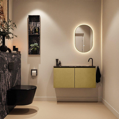 MONDIAZ TURE-DLUX 100cm toiletmeubel Oro. EDEN wastafel Lava positie rechts. Met 1 kraangat.