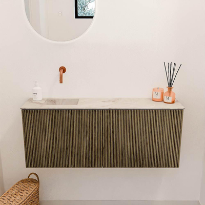 Mondiaz JOYA-DLUX Meuble de salle de bains 100cm - couleur Dusk - Vasque FAYE position Gauche Sans trou de robinet couleur Frappe