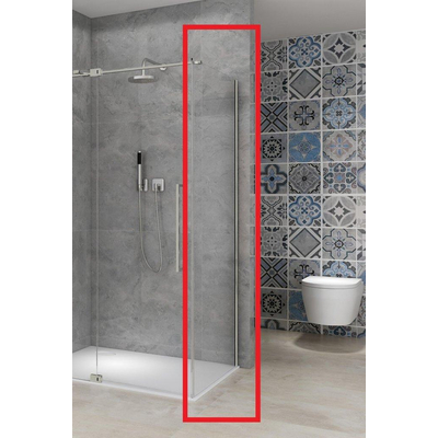 Van Rijn Products ST08 Vaste wand - 70x200cm - helder glas - dikte 8mm - muurprofiel - RVS