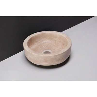 Forzalaqua Verona Xs vasque 30x30x10cm Rond Pierre naturelle Travertin adouci
