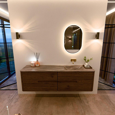 Mondiaz CIRO-DLUX Badkamermeubelset - 170x45x50cm - Solid surface wastafel Oza - 1 wasbak Rechts - zonder kraangaten - 4 lades - Dusk