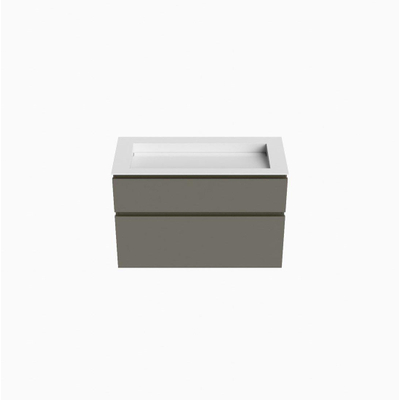 Mondiaz XABI ensemble de meuble de salle de bain - 100x45x60cm - 2 tiroirs - Lavabo du soir - Talc - sans trou de robinet - Fumée