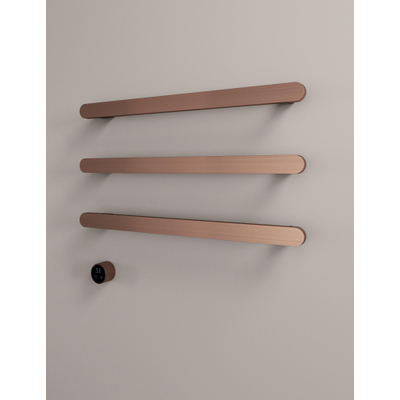 Hotbath &MORE Handdoekradiator - 80x57cm - soft square - 3 stangen - horizontaal - met schakelaar - PVD - geborsteld koper