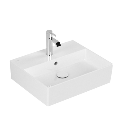 Villeroy & Boch memento 2.0 wastafel - 50x42cm - met overloop - 1 kraangat CeramicPlus - White Alpine (glans wit)