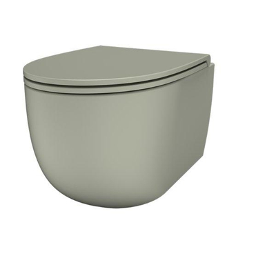 QeramiQ Élan Wandclosetpack - 36.5x53cm - diepspoel - rimless - slim zitting - mat groen