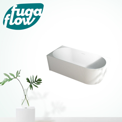 FugaFlow Eccelente Anta half vrijstaand hoekbad - ribbel - links - 170x80x58cm - met afvoer - acryl - mat wit