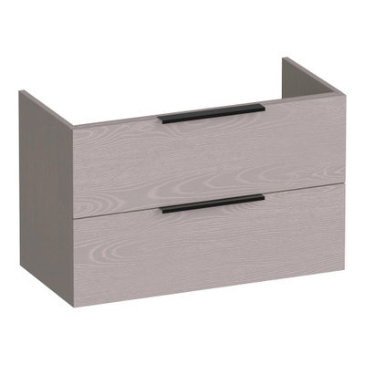 BRAUER Elevate meuble sous lavabo peu profond 80 excl. poignées à poser 2 tiroirs softclose et 1 découpe pour le siphon - Timber Greige