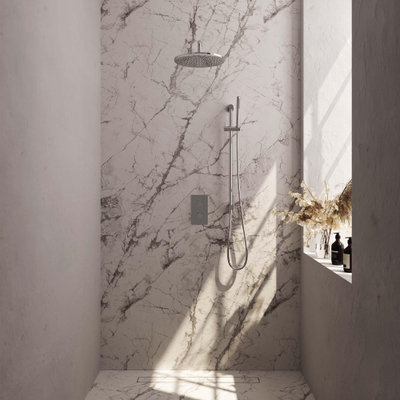 Ensemble de douche à encastrer Brauer Chrome Carving - douche principale 30 cm - bouton Carving - douchette à main 1 fonction - barre de douche - chrome