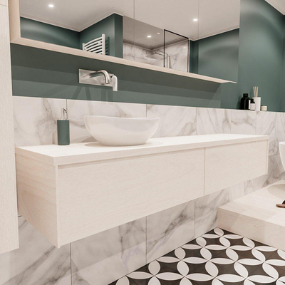 ENSEMBLE DE MEUBLE MONDIAZ LUSH - 180 cm - 2 tiroirs - lavabo BARCO - vasque à gauche - 0 trous de robinet - sous-couche