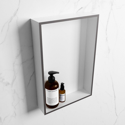 Mondiaz Easy nis 29.5x44.5x8cm voor Inbouw/opbouw 1 open vak Solid surface Talc/DarkGrey
