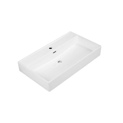 Saniclass Legend Meubelwastafel - 81x47x16cm - met overloop - 1 wasbak - 1 kraangat - keramiek - glans wit