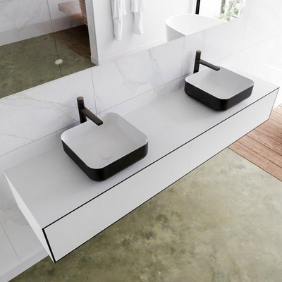 Mondiaz Lagom Meuble salle de bains 190x30.9x45cm Solid Surface Urban 2 tiroirs avec lavabo BINX vasque à poser double 2 trous de robinet