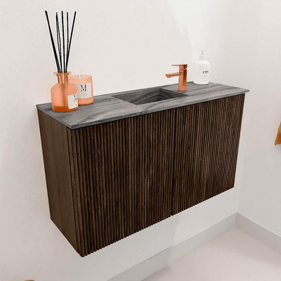 Mondiaz JOYA-DLUX 70cm toiletmeubel - kleur Walnut - Wastafel FAYE positie Midden 1 kraangat kleur Sombra.