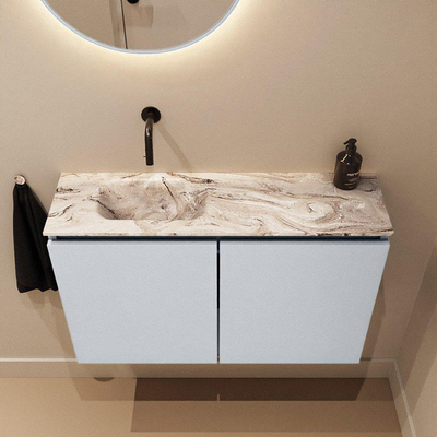 MONDIAZ TURE-DLUX 80cm toiletmeubel Clay. EDEN wastafel Glace positie links. Zonder kraangat.