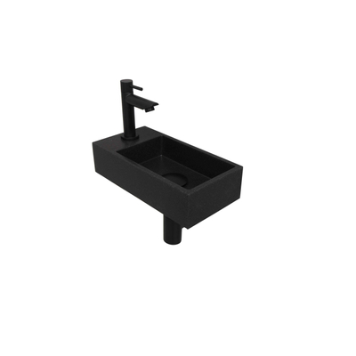 Ink Versus pack lave-mains – 36 x 18 x 9 cm – quartz noir – perçage à gauche – robinet noir mat