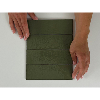 SAMPLE Terravito Nocino wandtegel - 6x18.6cm - Selva glans (groen)