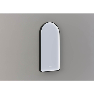Thebalux M27 spiegel – toog – 50x100 cm – indirecte LED rondom – spiegelverwarming, dimbaar – Zwart mat