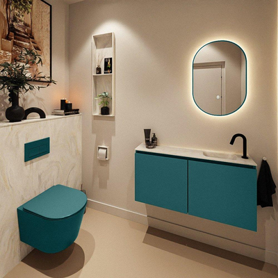 MONDIAZ TURE-DLUX Meuble toilette - 100cm - Smag - EDEN - vasque Ostra - position droite - 1 trou de robinet