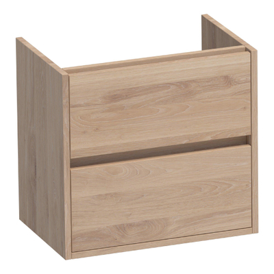 BRAUER Adore meuble sous-lavabo peu profond - 60x39x55cm - 2 tiroirs softclose - sans poignées - 1 découpe pour siphon - chêne massif - chêne à lamelles naturel