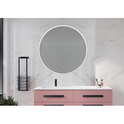 HR Badmeubelen Rondo 2.0 Miroir - cadre blanc mat - 120cm - réglable - LED - chauffage de miroir