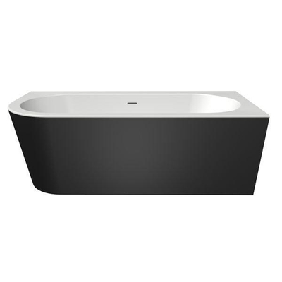 Xenz charley xs baignoire d'angle, droite 165x75 bicolor blanc/ébène incl. 7006 combinaison de remplissage de baignoire graphite