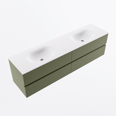 Mondiaz VICA Badkamermeubelset - 180cm - army - 4 lades - Wastafel MOON - dubbel 2 kraangaten - kleur talc - XL versie 60cm hoog