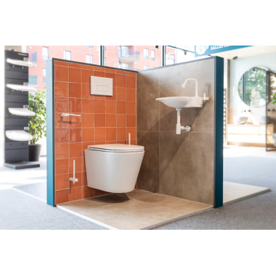 QeramiQ Push Plaque de commande métallique - pour réservoir encastré Geberit UP320 - double chasse - boutons rectangulaires - métal blanc mat