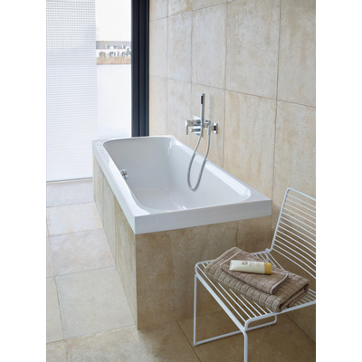 Duravit Happy D.2 Kunststof inbouwbad acryl rechthoekig - met 2 rugsteunen - 180x80x46cm - zonder poten - zonder ommanteling - glans wit