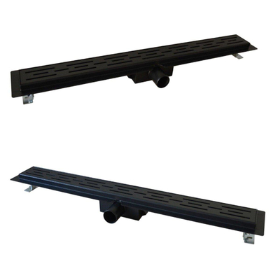 Wiesbaden Caniveau de douche avec bride et grille 80 x 7 cm mat noir