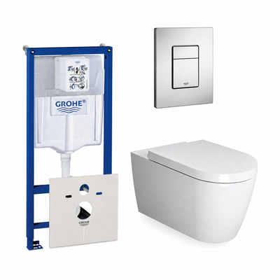 Duravit Me by starck Starck Me Toiletset - inbouwreservoir - diepspoel - wandcloset - softclose - bedieningsplaat verticaal/horizontaal - RVS