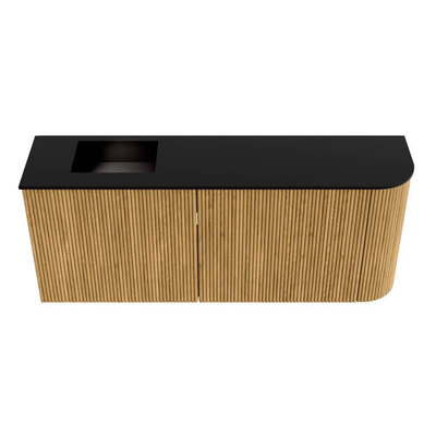 Mondiaz JOYA 101.6cm meuble de salle de bains - arrondi droite couleur Oak - Vasque FAYE position Gauche Sans trou de robinet couleur Urban