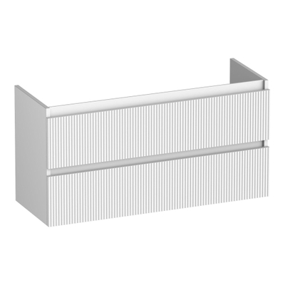 BRAUER Joy Wavy wastafelonderkast ondiep 100 2 softclose lades - greeploos - 1 sifon uitsparing - mat wit