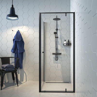 Sealskin Contour cabine de douche - 90x90x200cm - 6 mm - verre de sécurité transparent - noir mat