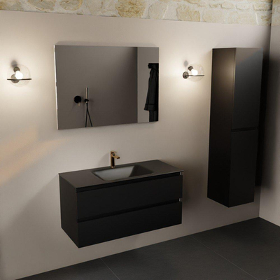 Mondiaz AIVY Ensemble de meuble - 100x45x50cm - 1 trou de robinet - 1 vasque Urban Solid surface - Centre - 2 tiroirs - sans miroir - MDF Urban