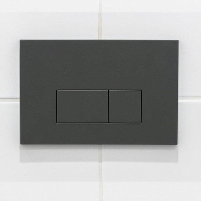 Adema Salina 2.0 Ensemble WC - 48.5x36x32cm - fond profond - sans rebord de rinçage - réservoir encastré QeramiQ - softclose - quickrelease - abattant WC - plaque de commande en plastique anthracite mat - boutons rectangulaires - blanc
