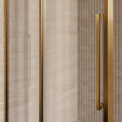 BRAUER Galactic Douchecabine - 120x90x200cm - met schuifdeur - helder glas - omkeerbaar - incl. glascoating - geborsteld goud PVD