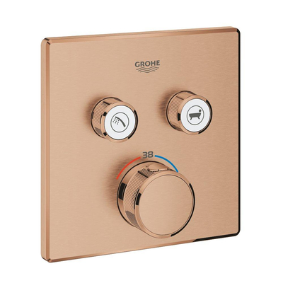 Grohe Grohtherm SmartControl Inbouwthermostaat - 3 knoppen - vierkant - brushed warm sunset (koper)
