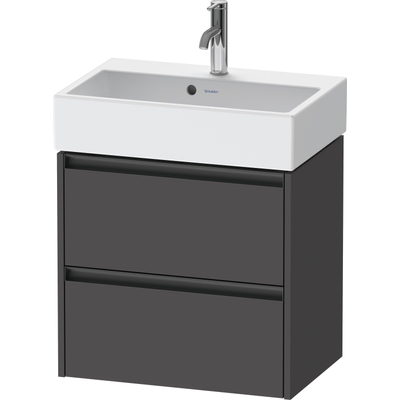Duravit Ketho.2 Wastafelonderbouwkast - met 2 laden - 58.4x39x54.9cm - met grepen antracietgrafiet - mat grafiet (grijs)