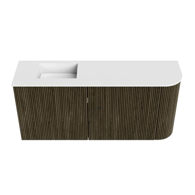 Mondiaz JOYA 91.6cm toiletmeubel - ronding rechts kleur Shadow - Wastafel FAYE positie Links Zonder kraangat kleur Talc.