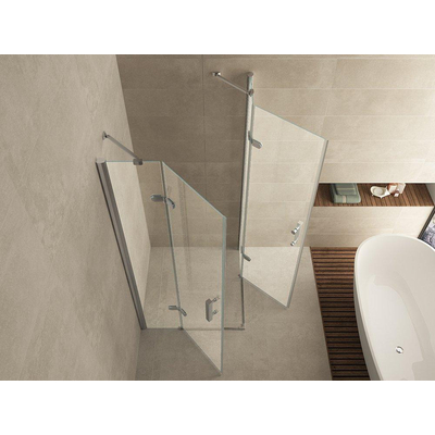 Wiesbaden Double cabine d'angle à double porte battante 900 x 900 x 2000 x 8 mm verre clair nano chrome