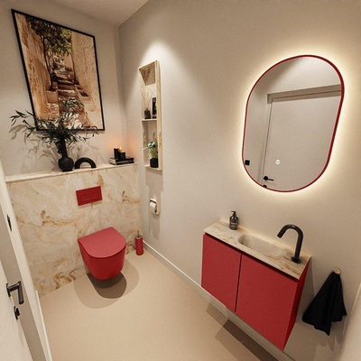 MONDIAZ TURE-DLUX 60cm toiletmeubel Fire. EDEN wastafel Frappe positie rechts. Met 1 kraangat.