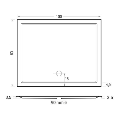 Xenz Mariana Receveur de douche - 100x80x7 - Acrylique - blanc
