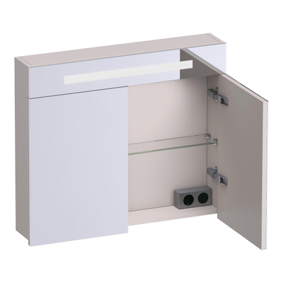 BRAUER Promise spiegelkast – 80x70x15 cm – directe LED boven – 2 deuren – Zand