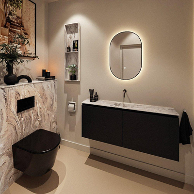 MONDIAZ TURE-DLUX Meuble WC 120 cm Urban. Lavabo EDEN Glace position centrale. Sans trou de robinet.