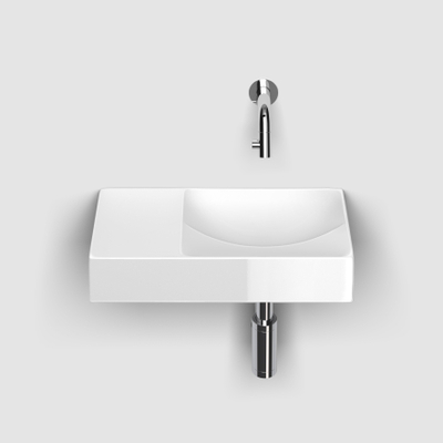 Clou Vale lavabos fontaines en céramique fontaine 38x19x7cm sans trou de robinet gauche Blanc brillant